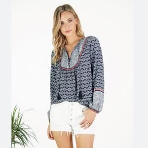 Anthropologie Greylin Avery Silk Border Blouse